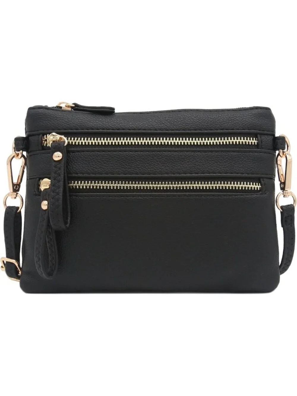 Stylish Multi-Zipper Pocket Small Wristlet Crossbody Bag for Everyday Use